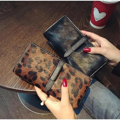 New arrival lady fashion wallet ,genuine cow leather with horse hair ,high quality purse handbag