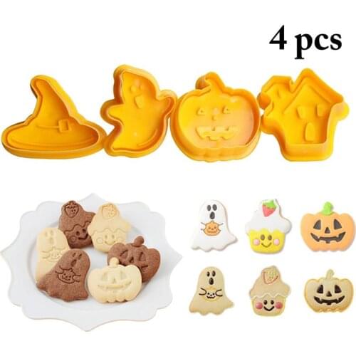 New Halloween Ghost Cookies Cutter Molds Plastic Cake Mould Biscuit Plunger Forms for Cookies Cake Decorating DIY Baking Tools