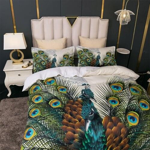 Peacock 3D Printing Duvet Cover Pillowcase Soft Bedding Single Double King-size Duvet Cover