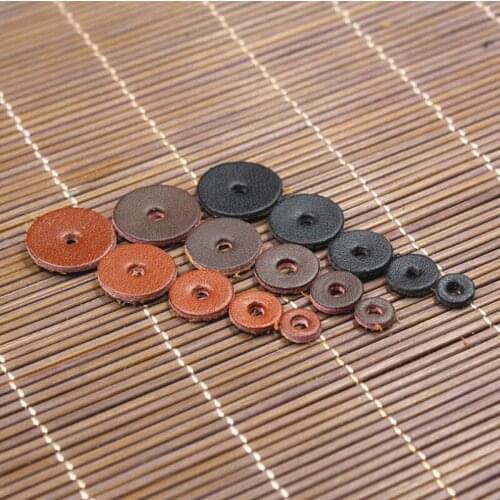 50pcs 6/8/10/12/14mm Genuine Leather Bead Spacer brown black leather Loose Spacer for DIY Jewelry Making Accessories Supplie