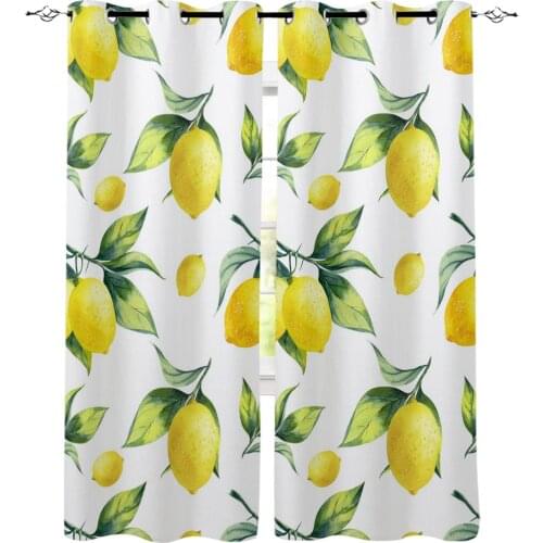 Yellow Lemon Leaves Plant Fruit Luxury Curtains Living Room Bathroom Kitchen Curtains Household Products