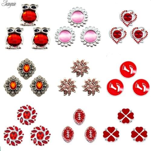 Christmas hat snap Metal Enamel flower Snap Button rhinestone Fit 18mm Ginger Snaps Button Necklace pendant Bracelet Jewelry