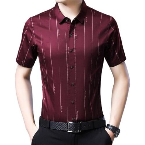 Men Social Shirt Clothing Fashion Stripe Single-Breasted Summer Turn-down Collar Thin Shirts camisas de hombre рубашка мужская
