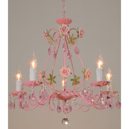 Pink Rose Wedding Chandelier Lighting Restaurant Chandeliers Crystal Lamp Ceiling Bedroom Chandelier Modern Lustre Crystal Light