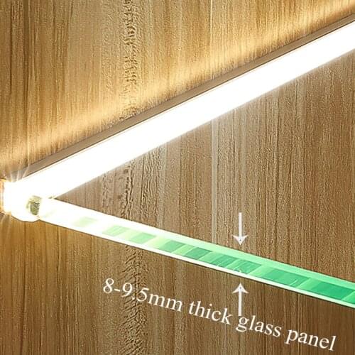 LED Cabinet Light Strip Bar Glass Panel Layer Shelf Edge Back Side Aluminum Profile Clamp Clip Lamp DC12V DuPont Warm Cool White