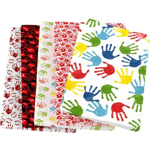Bloody Hands Palm AUTISM Polyester Cotton Fabric For Tissue Kids home textile Sewing Quilting for Sewing Tilda Doll,1Yc13731