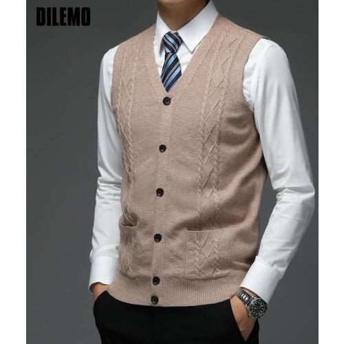 Level 4 Super Anti-pilling Top Grade Pleuche New V Neck Fashion Brand Knit Cardigan Casual Preppy Autum Sweater Vest Sleeveless