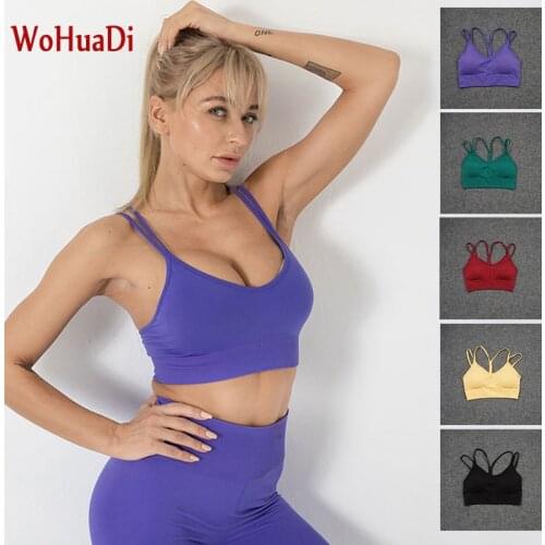 WOHUADI Women Seamless Sports Yoga Underwear Fitness Sexy Back Bra Woman Yoga Sportswear Running Workout Top Femme Ropa Mujer