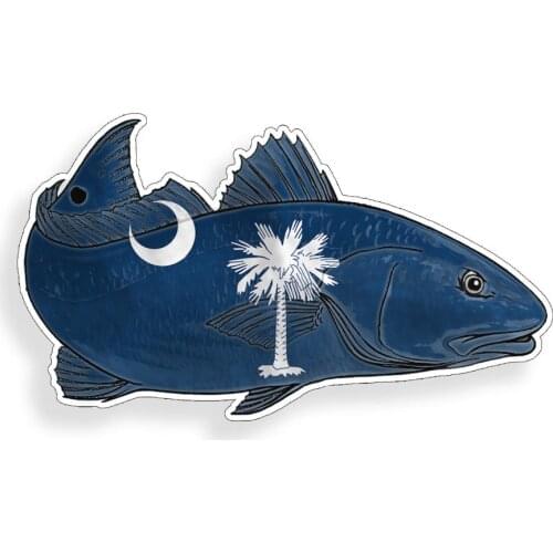 South Carolina SC State Flag Red fish Sticker Cup Laptop Car Window Bumper Decal