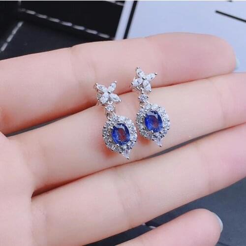 Grace Small delicate Clover natural green emerald water drop earrings Natural gemstone earrings 925 silver female party jewelry