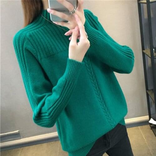 Knitted Turtleneck Women Autumn Winter 2020 New Korean Sweater Female Long Sleeve Jumper Blue Red Green Pullover Sweaters Femme
