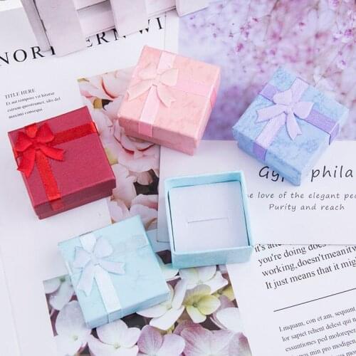 1PC Bow Gifts Boxes Jewelry Organizers Storage Ring Earring Jewelry Case Square Christmas Gifts Package Boxes Party Gifts Supply