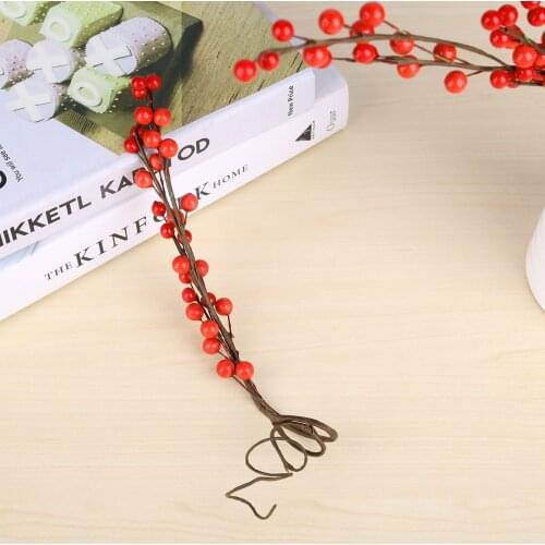 1Pc Artificial Holly Berries Branch Red Foam Cherry Little Fruits Christmas Wedding Birthday Craft Wreath Garden Home Decoration