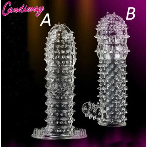 2PCS A+B designs Full Cover Penis Sex Products Sleeve Ring Erection Sex Toys Reusable Condoms Delay