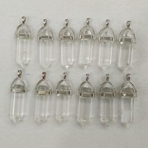 2018 trendy watermelon white stone bullet shape charms point Chakra pendants for jewelry making 12pcs/lot Wholesale free