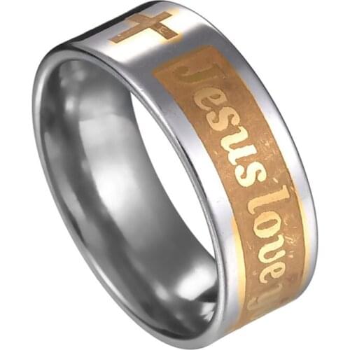 2021 Stainless Steel Christian Jesus Cross Jesus love you Rings Cool Mens Fashion Creative Ring Wedding Engagement Jewelry