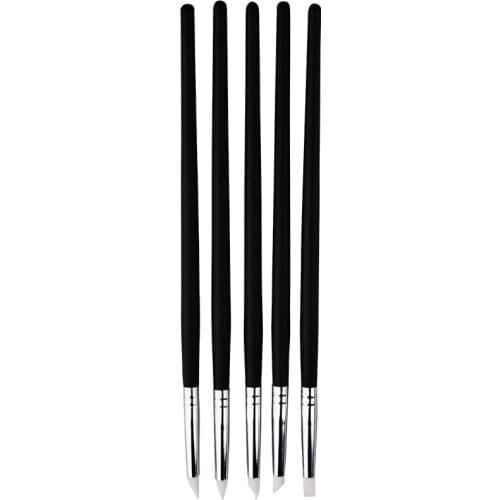 5Pcs Nail Art Silicone Pen Brush Carving Emboss Hollow Pottery Sculpture Shaping Clay Dotting UV Gel Polish Tools Set Dotting