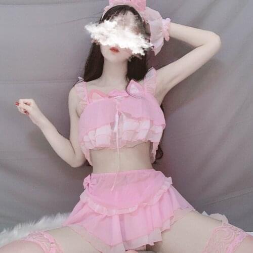 6pcs Set Sexy Sleepwear Underwear Rabbit Cosplay Sexy Costume Erotic Lingerie Set Sexy Kitty Costumes Party Cat Girl Uniform