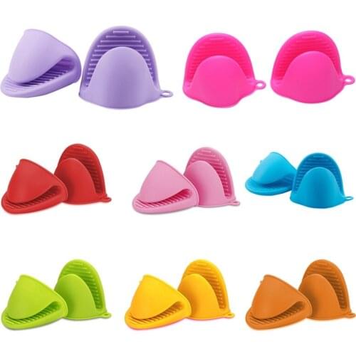 Promotion! 2x Oven Mini Mitts Silicone Heat Resistant Anti-scald Gloves for Cooking Pinch Grips, Pot Holder and potholders Orang