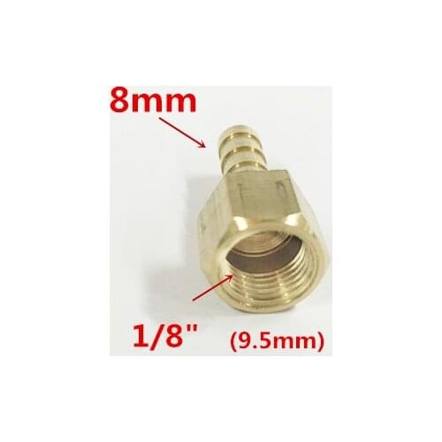 Free shipping copper fitting 8mm Hose Barb x 1/8" inch Female BSP Brass Barbed Fitting Coupler Connector Adapter pcf8-01