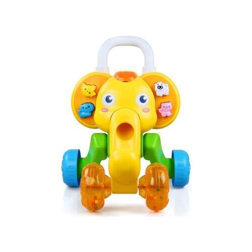 Free shipping Musical baby walker with wheels sit to standing learning walker stride and ride elephant