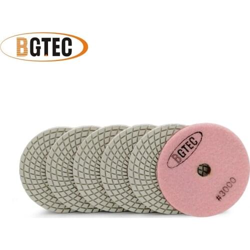 BGTEC 4inch 6pcs #1500 Professional wet diamond flexible polishing pads 100mm granite, marble, ceramic sanding disc