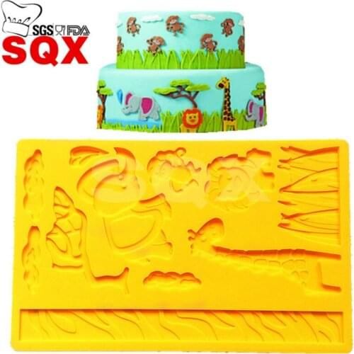 Animal World Fondant Mold A Silicone Pad Cake Embossing Decoration Mold Zoo Animal Cake Decorating Tools SW20