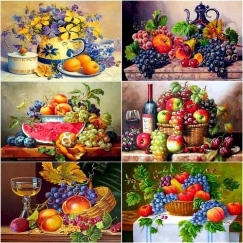 GATYZTORY 5D Diy Diamond Embroidery Cross Stitch Grape Red Wine Painting Full Square/Round Diamond Painting Mosaic Home Decor