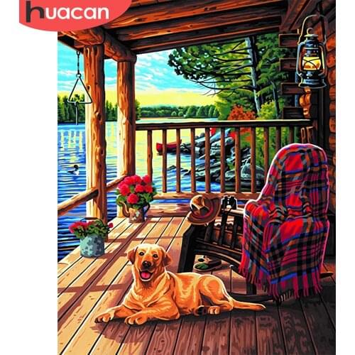 HUACAN Painting By Number Dog Drawing On Canvas HandPainted House Art Gift DIY Pictures By Number Animal Kits Home Decor