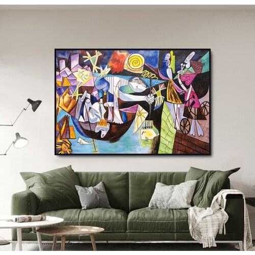 Night Fishing At Antibes Masterpiece Reproduction Picasso Poster Oil Painting Abstract Canvas Painting Wall Art Home Decoration