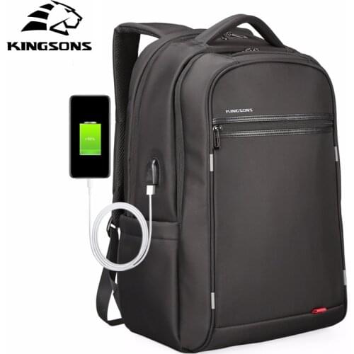 Kingsons Mens Large Capacity Backpack Waterproof USB Charging Backpack Casual Travel Bags 17inch Laptop Backpacks for Male New