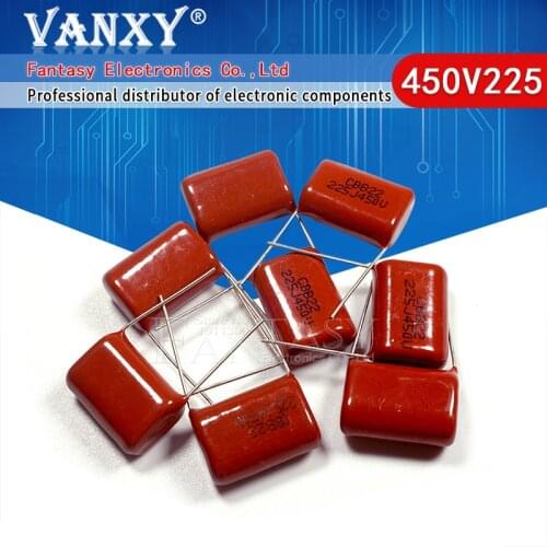 10pcs 450V 2.2uF 10pcs CBB Polypropylene film capacitor pitch 20mm 225 2.2uF 450V