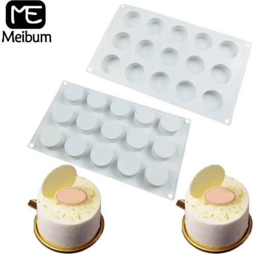 Meibum 15 Cavity Small Cylindrical Silicone Pudding Chocolate Cake Mold Mousse Dessert Muffin Pastry Mould Decorating Bake Tools