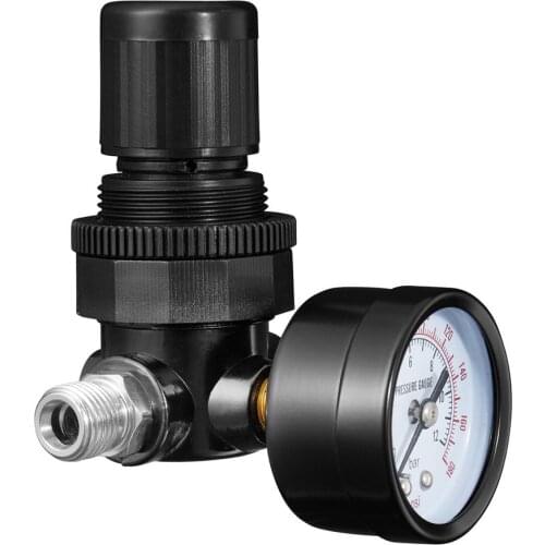 Mini 1/4 Thread 180PSI/12Bar Air Pressure Reducing Regulator Air Source Treatment Unit With Pressure Gauge Easy Installation