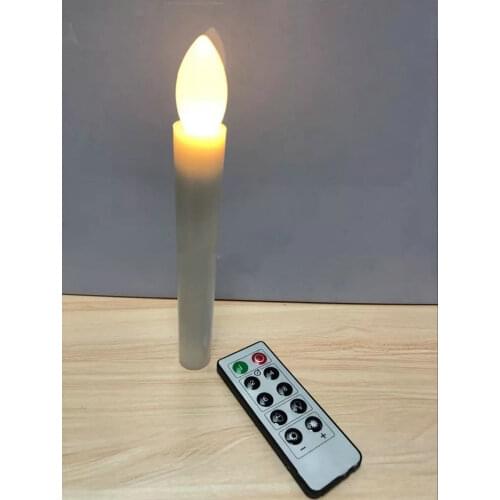 Set of 10 Remote controlled Led taper candlestick wedding table home decor candleabra Church Lights 10Keys controller-17.5(H)