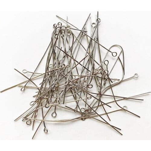 100pcs Nickel Metal Eye Head Pins 5cm Long Nine Words Pins Alloy For Diy Jewelry Making Findings Components Supplies