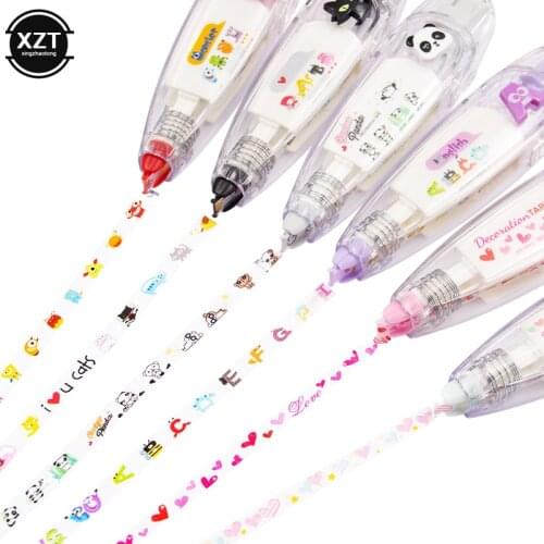 New Kawaii Animals Press Type Cartoon Decorative Correction Tape Cute Creative Diary Colored Stationery School Supply