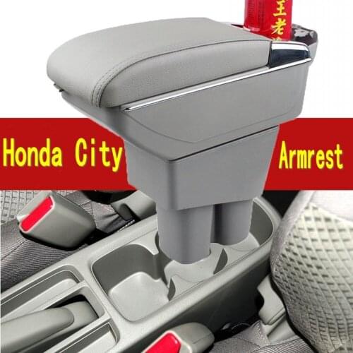 For Honda City armrest box central Store content box with cup holder ashtray USB City armrests box