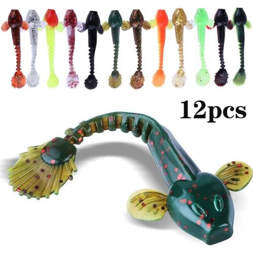 Sougayilang Soft Lure 4.5g 3.5in 90mm 12PCS/Lot Fishing Swimbait Lure Set Tail Worm Saltwater/Freshwater Fishing Baits