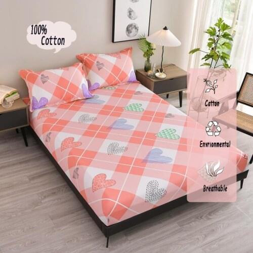 100% Cotton Sheets Stripe Mattress Cover Bed Sheet Solid Color Fitted Sheet Bedspread Twin Full Queen King 18 Style