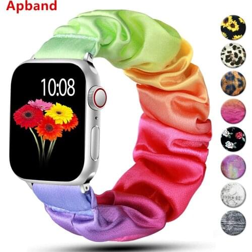 Scrunchie Strap For Apple watch band 40mm 44mm 42mm 38mm 42 mm Elastic Nylon bracelet Solo Loop iWatch series 6 5 4 3 se band