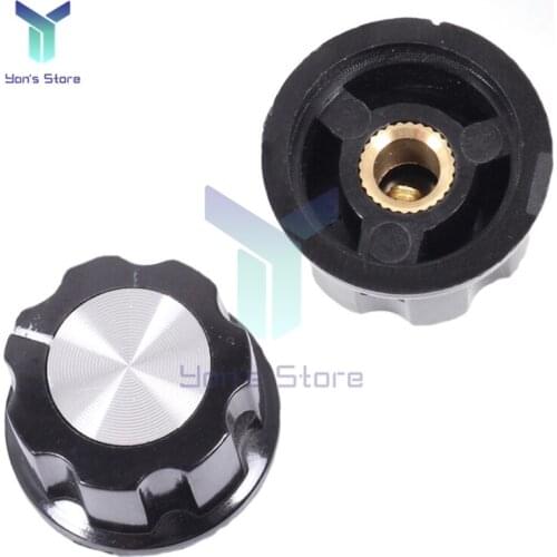 MF-A03 Rotary Potentiometer Handle Control Knob Black Metal 6mm Knurled Shaft Insert Potentiometer Switch Cap Diameter 28mm