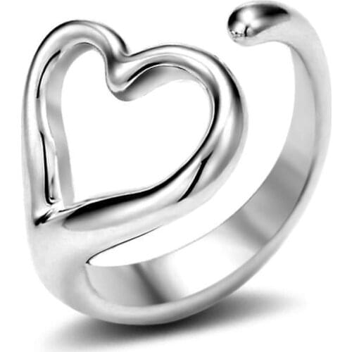 Heart Open Ring Silver plated color Cute Rings For Women Jewelry Anel Feminino Anillos Mujer Aneis Bague Jewellery Anelli Anillo