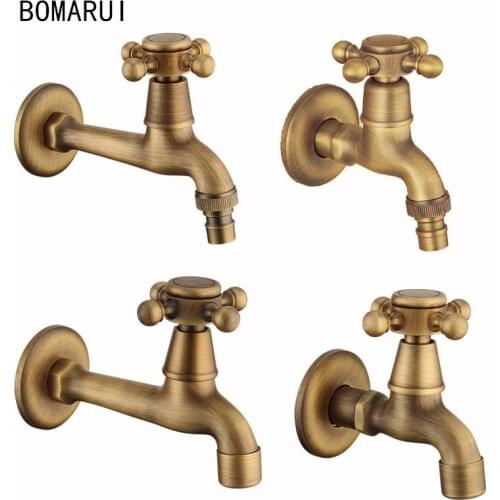 BOMARUI Wallmounted faucets brass retro fauceting decoration outdoor garden faucet washing machine mop luxury antique WC faucet