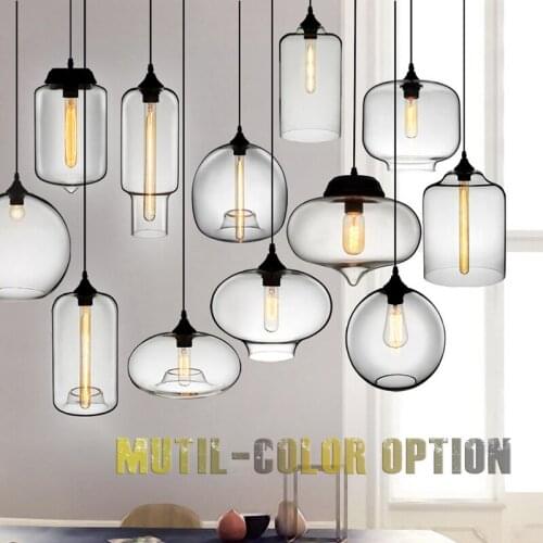 Nordic Modern led hanging lights mutil-Color decor retro Glass Pendant Lamps Lights E27/E26 for Kitchen Restaurant dining room