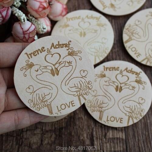 Custom Save The Date Magnet , Wedding Invitation card , Swan Love Wooden magnet , Wedding Decor
