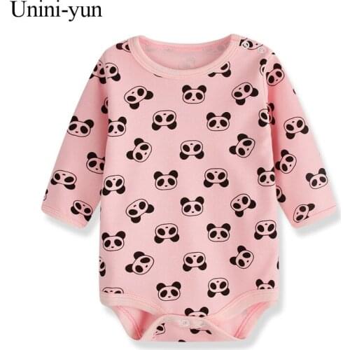 [Unini-yun]Autumn Winter Newborn Baby Clothing Long Sleeve Pink baby Rompers Girls Cotton Jumpsuit Clothes costumes 3M-12M