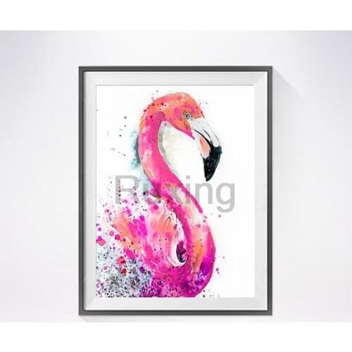 Paste drill needlework diamond painting Pink ink painting"flamingo"cross stitch full square diamond mosaic embroidery Home dcor