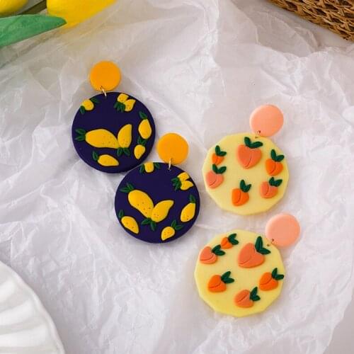 Summer New Trendy Polymer Clay Fruit Peach Mango Drop Earrings For Women 2021 Fashion Resin Statemeng Earings Brincos