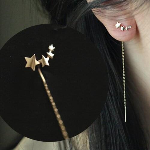 Fashion 925 Sterling Silver Tassel Star Drop Earring for Women Brincos Pendientes femme Dangle Earrings eh1437